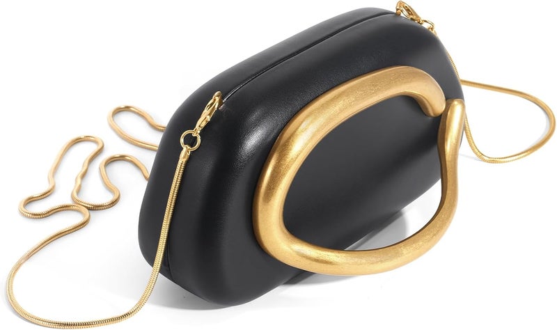 NEWROGENG Clutch Purses for Women Formal, PU Leather/Marble Acrylic Evening Bags with Chain, Trendy Metal Handle Purses 2025 - Image 2